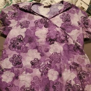 White Cross Purple scrub top